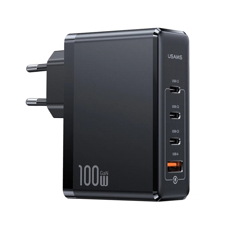 USAMS US-CC163 T50 4 in 1 100W USB + USB-C / Type-C Wall Travel Charger, EU Plug