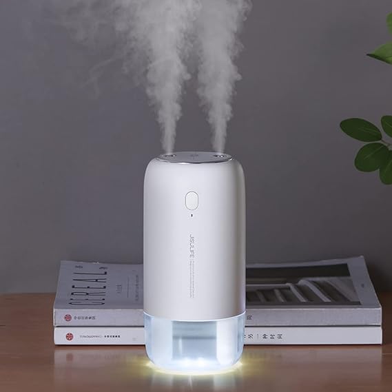 3600 mAh Battery Operated Mini Travel Air Humidifier, 500 ml Rechargeable Portable Ultrasonic Cool Mist Humidifiers, 5-10 Hrs, Quiet