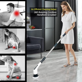 Electric Spin Scrubber, Cordless Bath Tub Power Scrubber with 8 Replaceable Drill Brush Heads