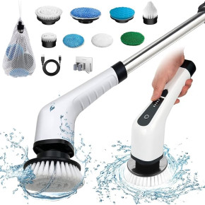 Electric Spin Scrubber, Cordless Bath Tub Power Scrubber with 8 Replaceable Drill Brush Heads