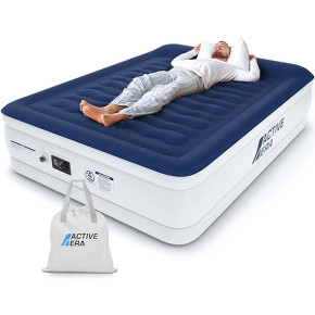 Active Era Luxury King Size Inflatable Mattress - Elevated Air Mattress with Built-in Pump, Raised Pillow & Structured I-Beam Technology, Height 56cm