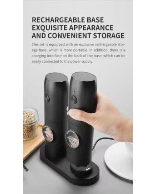 Electric Salt & Pepper Grinder, Automatic Pepper Mill with Adjustable Grind Coarseness