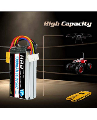 HRB 2PCS 4S 14.8V 1300mAh 90C Lipo Battery Pack