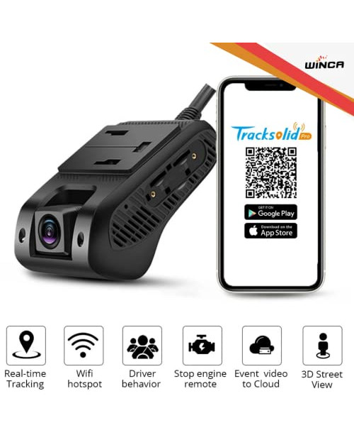 Winca JC400 4G Built-in Dual Channel Dashcam 1080p full HD Car DVR Bluetooth Wi-Fi GPS Car Dashcam DVR Camera Live Video on Web/APP