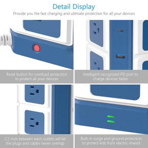 Power Strip Tower with PD20W USB C