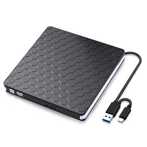 External DVD Drive, USB 3.0 Type-C CD DVD +/-RW Optical Drive